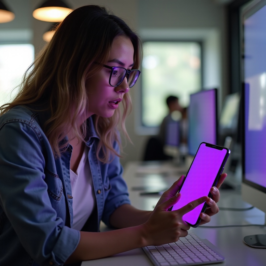 전화 화면의 보라색