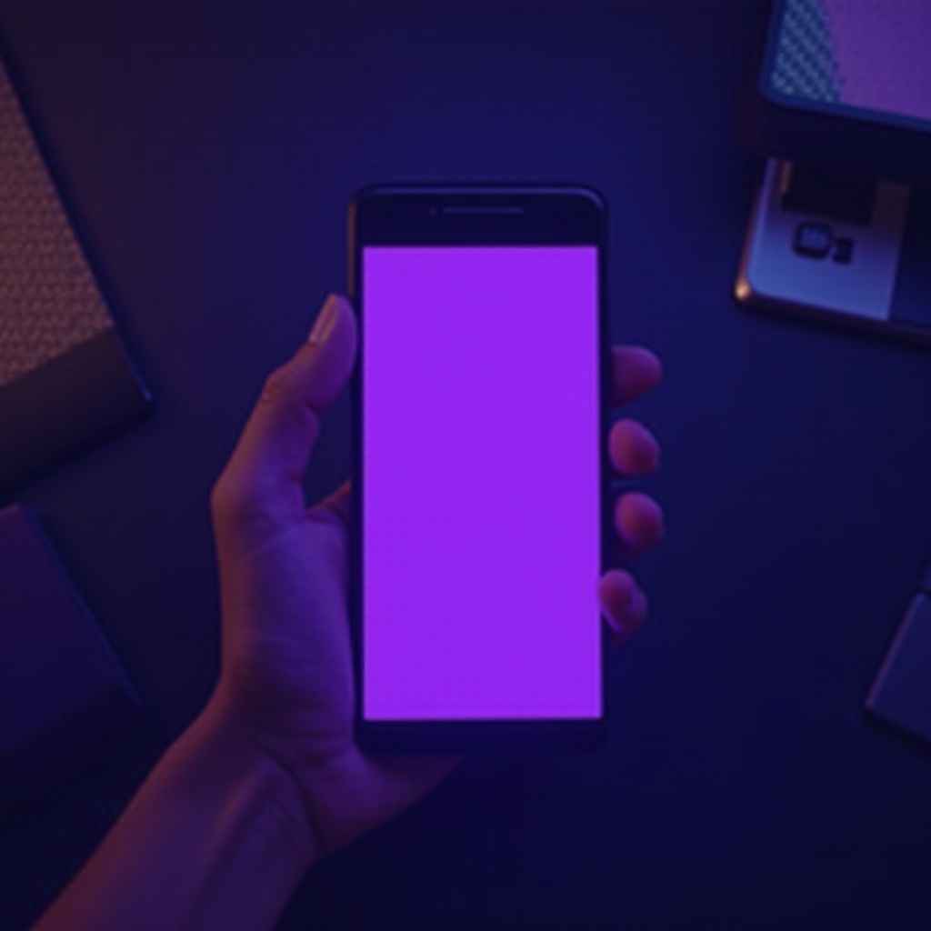 purple on phone screen